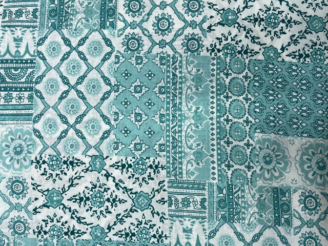 Sea Blue Geometric Cotton Cambric Fabric