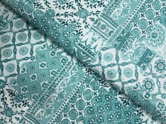 Sea Blue Geometric Cotton Cambric Fabric