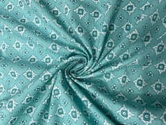 Sea Blue Abstract Cotton Cambric Fabric