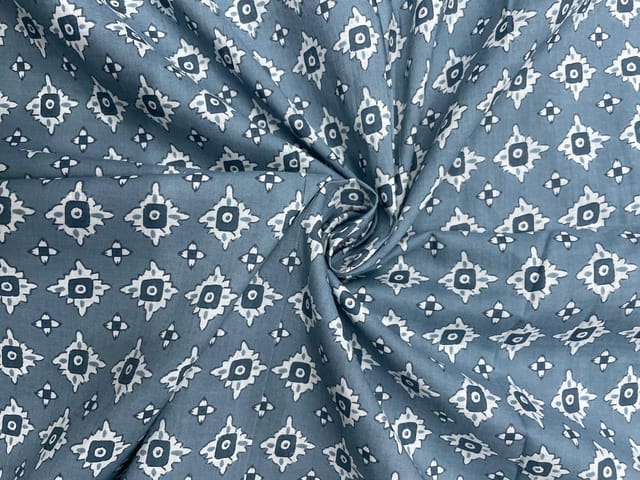 Grey Abstract Cotton Cambric Fabric