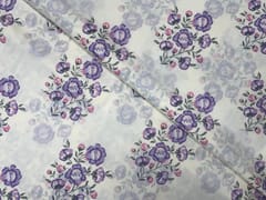 Cream Light Purple Floral Cotton Fabric