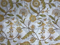 Cream Light Yellow Leaves Floral Cotton Fabric