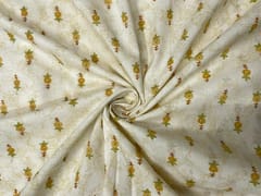 Cream Light Yellow Floral Cotton Fabric