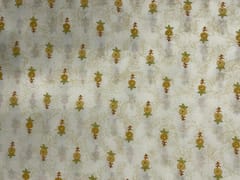 Cream Light Yellow Floral Cotton Fabric