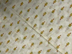 Cream Light Yellow Floral Cotton Fabric