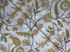 Cream Light Yellow Leaves Floral Cotton Fabric