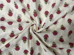 Onion Pink Whitefloral Cotton Fabric