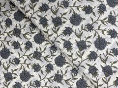 Grey White Floral Cotton Fabric
