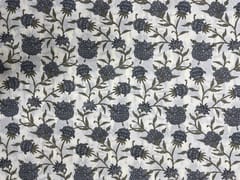 Grey White Floral Cotton Fabric