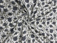 Grey White Floral Cotton Fabric