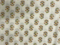 Cream Yellow Floral Cotton Fabric