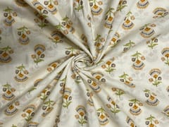 Cream Yellow Floral Cotton Fabric