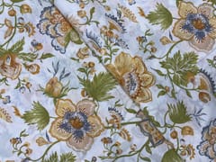 Cream Yellow Floral Cotton Fabric