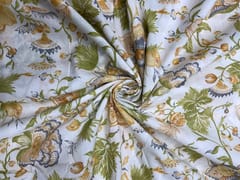 Cream Yellow Floral Cotton Fabric