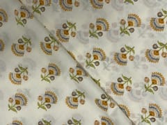 Cream Yellow Floral Cotton Fabric