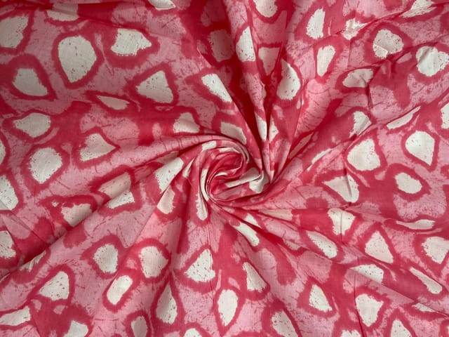Pink White Floral Cotton Fabric