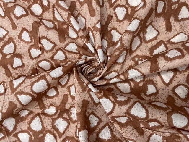Brown White Floral Cotton Fabric