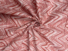 Peach White Chevron Cotton Fabric