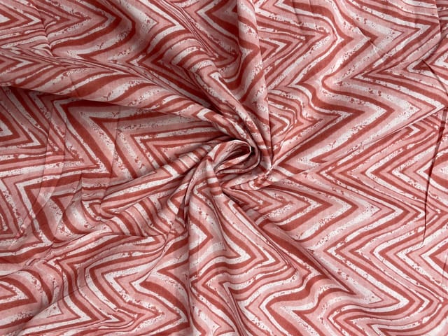 Peach White Chevron Cotton Fabric
