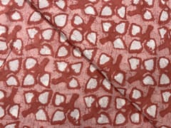 Peach White Floral Cotton Fabric