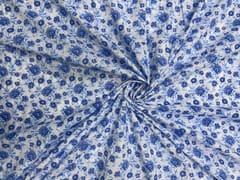 Light Blue White Floral Cotton Fabric