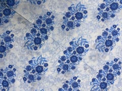 Light Blue White Floral Cotton Fabric