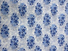 Light Blue White Floral Cotton Fabric