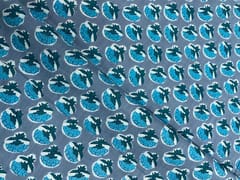 Grey Blue Floral Cotton Fabric