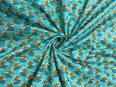 Sea Blue Floral Cotton Cambric Fabric