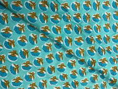 Sea Blue Floral Cotton Cambric Fabric