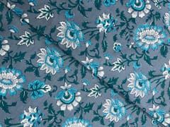 Grey Blue Floral Cotton Fabric