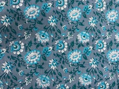 Grey Blue Floral Cotton Fabric