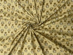 Dull Yellow Floral Cotton Fabric