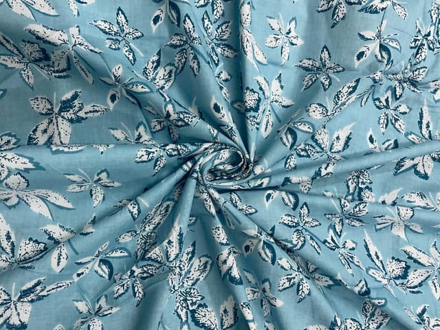 Sky Blue Floral Cotton Fabric