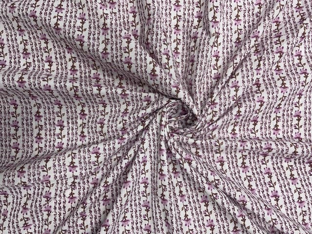 Light Purple & White Stripes Cotton Fabric