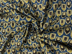 Blue & Black Abstract Cotton Fabric
