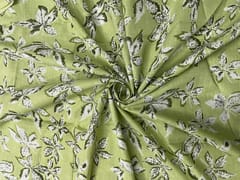 Light Green Floral Cotton Fabric