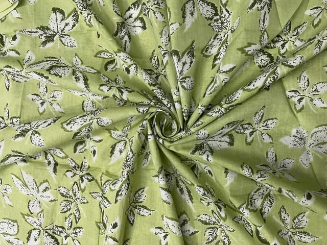 Light Green Floral Cotton Fabric