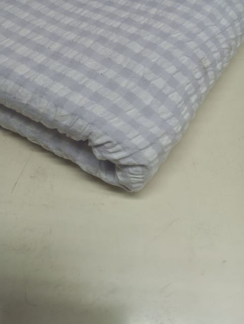 Purple Seer Sucker Yarn Dyed Check Cotton Fabric