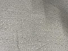 White Dyeable Geometric Georgette Embroidered Fabric