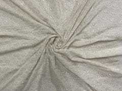 White Dyeable Geometric Georgette Embroidered Fabric
