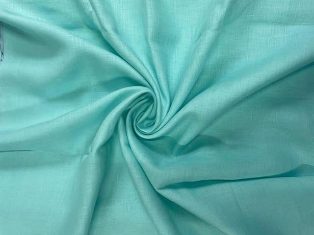 Turquoise Blue Plain Pure Linen Fabric - 60 Lea