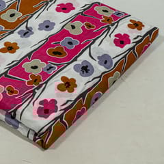 White Colour Cotton Cambric Printed Fabric