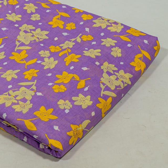 Purple Colour Cotton Cambric Printed Fabric