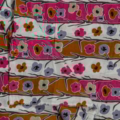 White Colour Cotton Cambric Printed Fabric