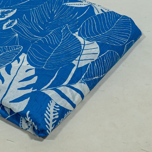 Blue Colour Cotton Cambric Printed Fabric