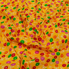 Yellow Colour Cotton Cambric Printed Fabric