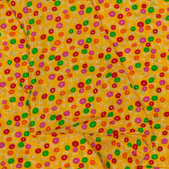 Yellow Colour Cotton Cambric Printed Fabric