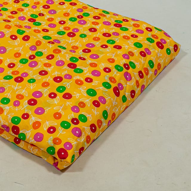 Yellow Colour Cotton Cambric Printed Fabric