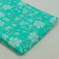 Sea Green Colour Cotton Cambric Printed Fabric